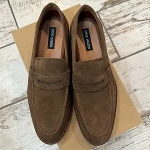 ⭐️ Men’s Steve Madden Pierre Suede Dress Loafer sz 9.5 NATAN Taupe Suede Slip-On Dress Men main image 4